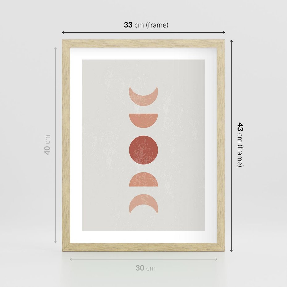 Plakat w ramie 30x40 - Mistyka Boho - boho plakat, beże brązy - rama drewno