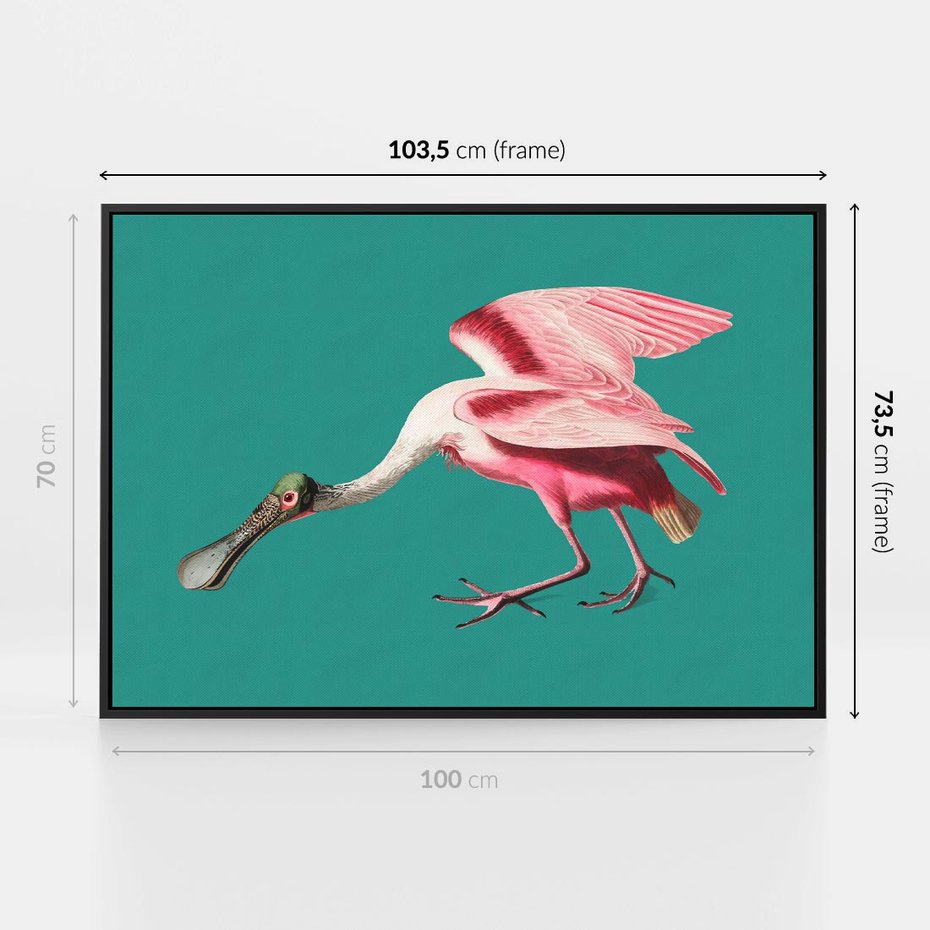 Obraz w ramie 100x70 - Różowy Ptak Wyobraźni - różowy ptak, wyobraźnia - rama czarna