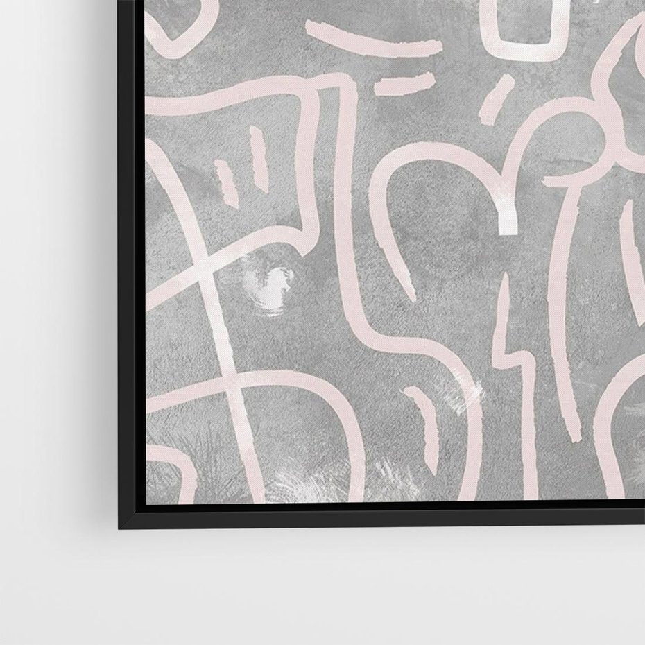 Obraz w ramie 50x50 - Sploty odblasków i zawirowań - abstrakcyjne rysunki, wzorek - rama czarna