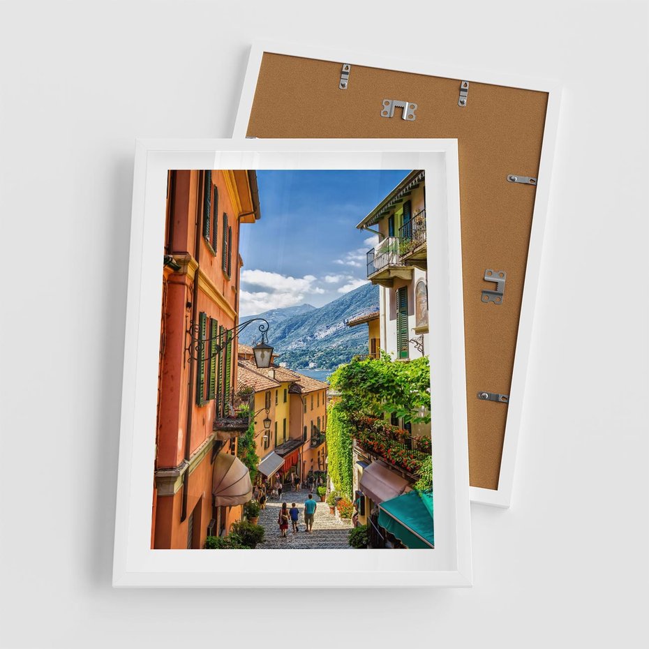 Plakat w ramie 50x70 - Tropienie Nieskończoności - uliczka, perspektywa - rama biała