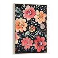 Obraz w ramie 70x100 - Labirynty melancholii - akwarelowe, pastelowe kwiaty na czarnym tle - rama drewno