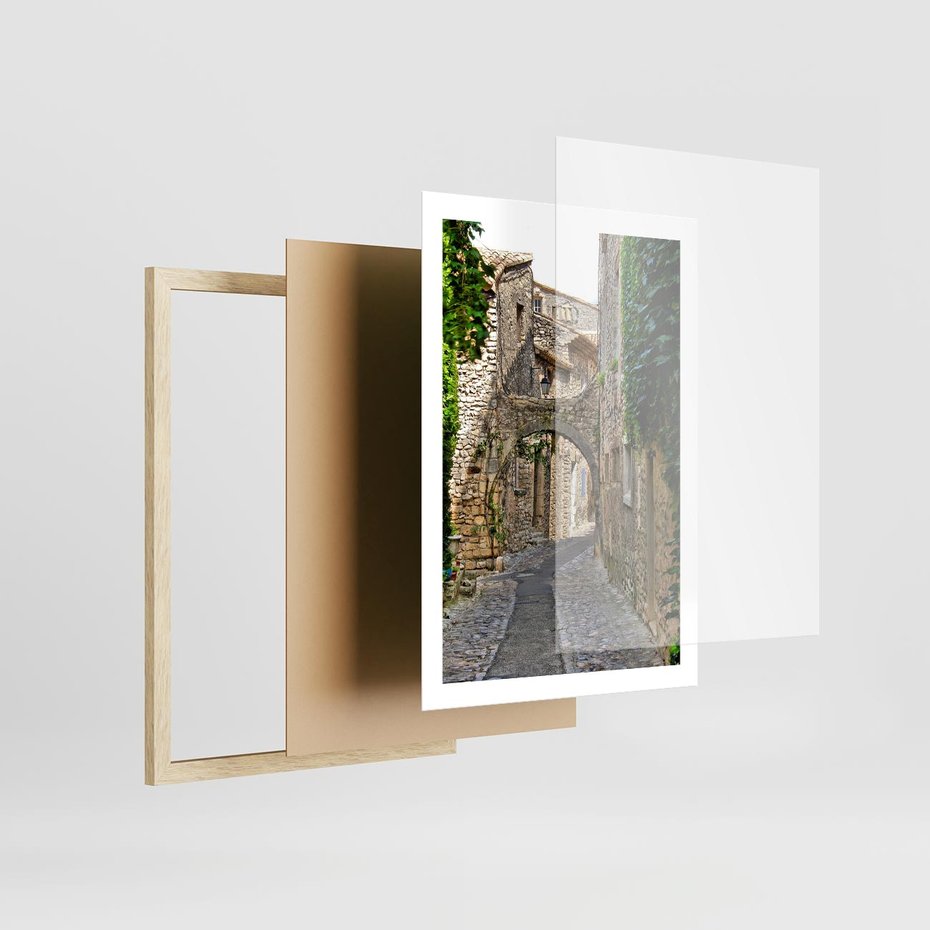 Plakat w ramie 50x70 - Urokliwa perspektywa uliczki - uliczka, perspektywa - rama drewno
