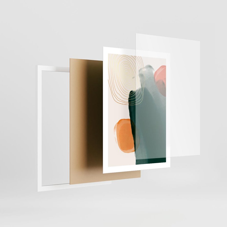 Plakat w ramie 50x70 - Modernistyczne Spektrum - abstrakcyjna granatowa plama, akwarela - rama biała