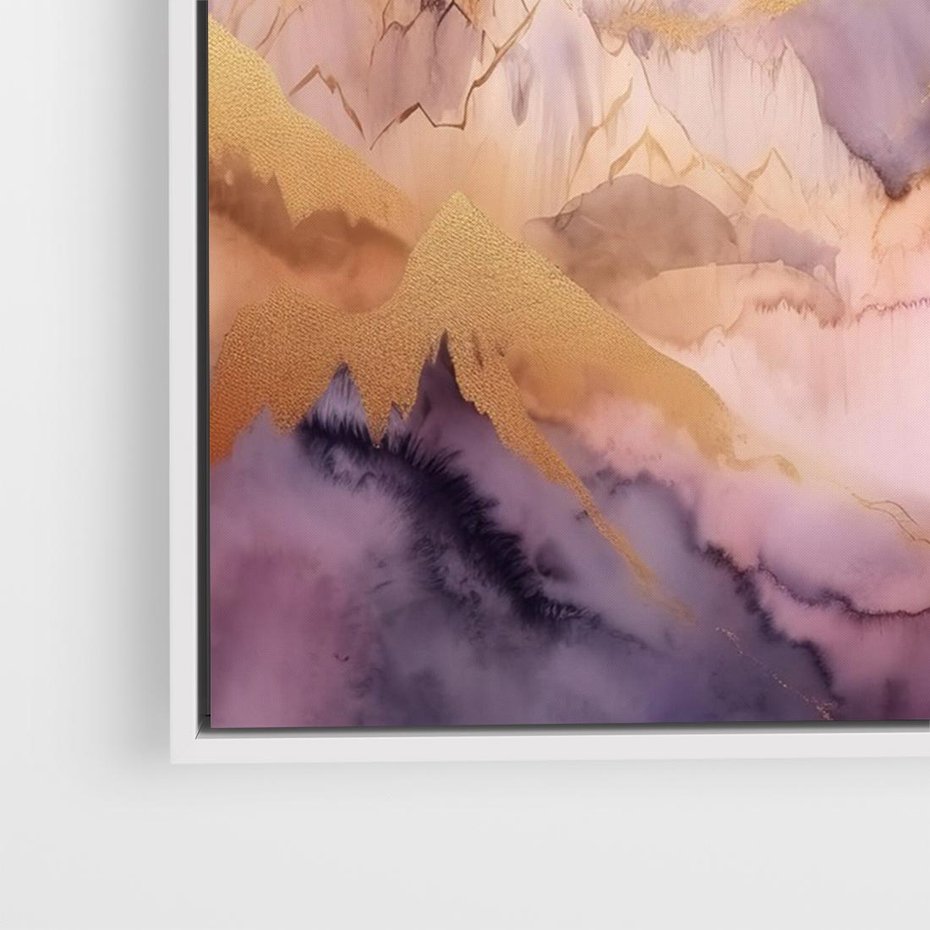 Obraz w ramie 120x80 - Pastelowe Wzgórza - pastelowe, różowe góry - rama biała