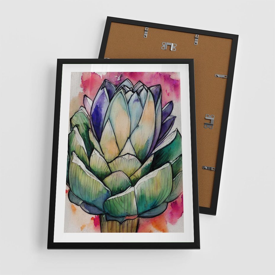 Plakat w ramie 50x70 - Estetyczna Roślina - abstrakcja, akwarela - rama czarna