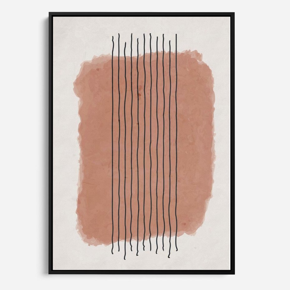 Obraz w ramie 50x70 - Rozmyte Widzenia - abstrakcyjna akwarelowa plama, nieregularne kreski - rama czarna