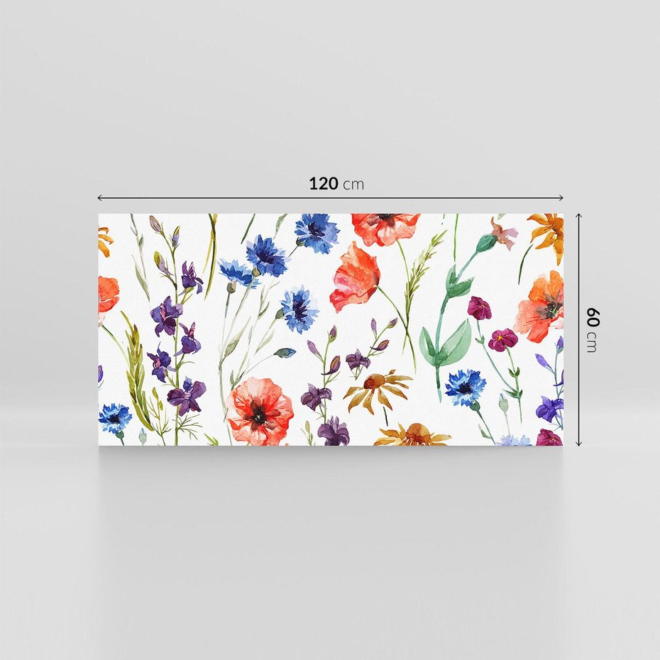 Obraz na płótnie 120x60 - Kwiatowe radości na łące - kwiaty, łączka