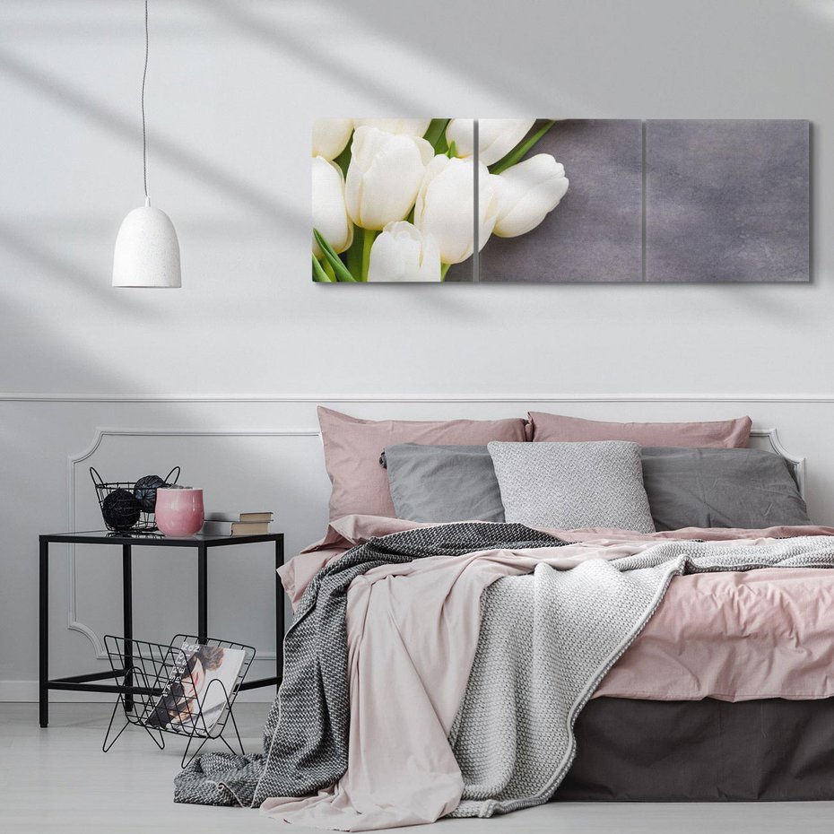 Obraz na płótnie 90x30 - Tulipanowa Kolorystyka - tulipany, kwiaty