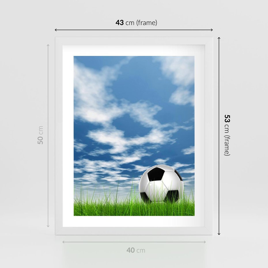 Plakat w ramie 40x50 - Piłkarska Pasja - piłka, nożna - rama biała