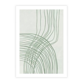 Plakat bez ramy 21x30 - Migotliwa Spokojna Zieleń - zielony plakat, abstrakcyjne splątane linie