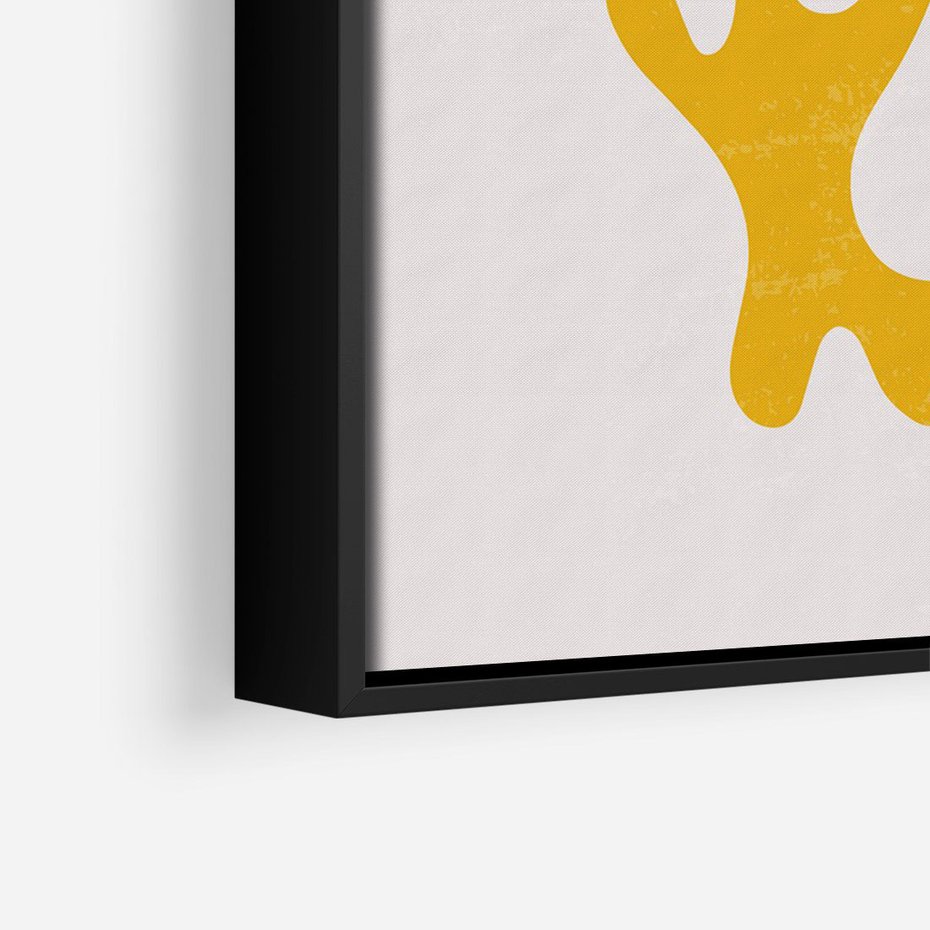 Obraz w ramie 50x70 - Abstrakcyjna Synergia - abstrakcyjna żółta forma, minimalizm - rama czarna