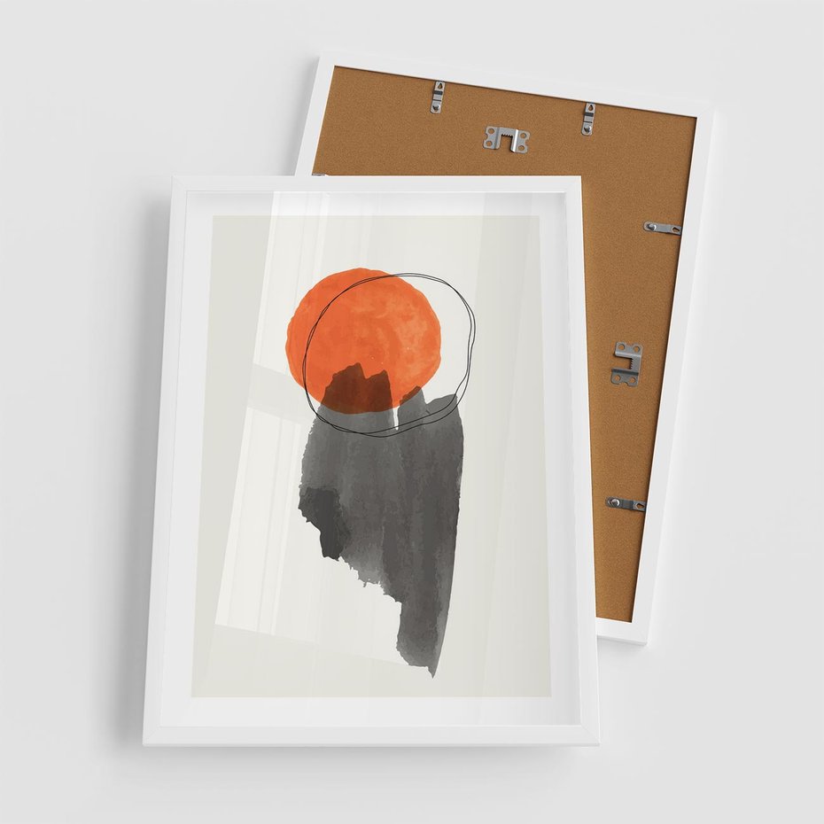 Plakat w ramie 50x70 - Księga Form - abstrakcyjne nieregularne plamy, czarny - rama biała