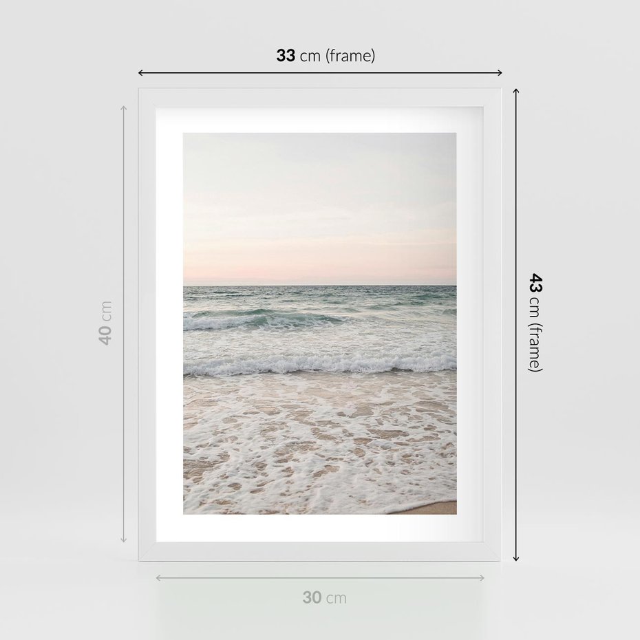 Plakat w ramie 30x40 - Krajobraz Morza i Fal - morze, fale - rama biała