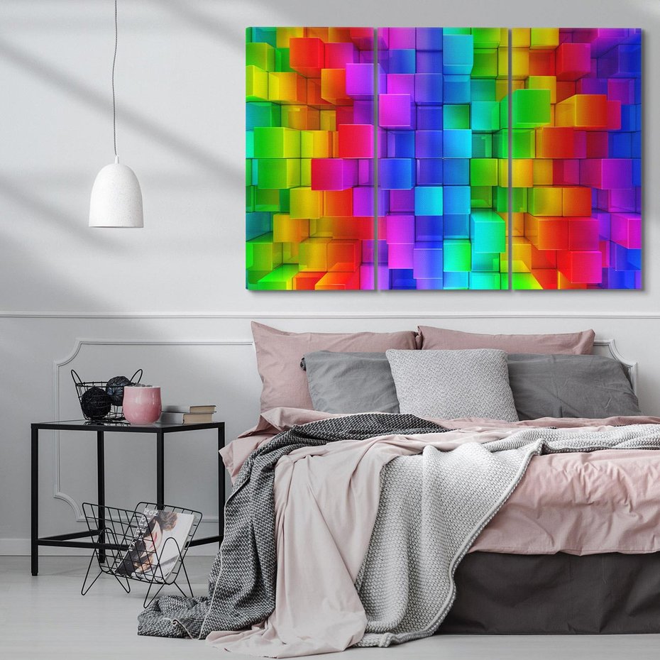 Obraz na płótnie 120x80 - Mozaika Abstrakcji: Trójwymiarowe Kompozycje - abstrakcja, 3d