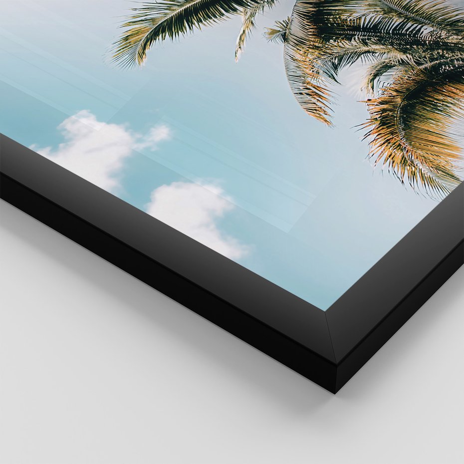 Zestaw obrazy w ramie 30x40 galeria - Tropikalna, plaża, morze, palmy - rama czarna