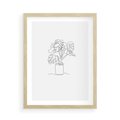 Plakat w ramie 50x70 - Tajemnicza Harmonia - sztuka one line, monstera - rama drewno
