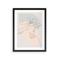 Plakat w ramie 30x40 - Twarz Kobiety w Pastelach - minimalistyczna grafika, pastelowe tłó - rama czarna