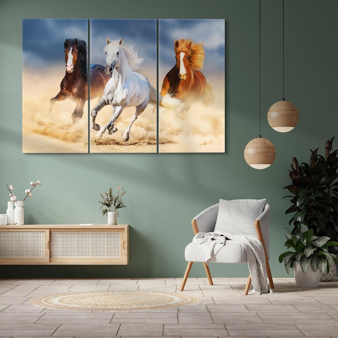 Obraz na płótnie 120x80 - Siła i elegancja - konie, galop