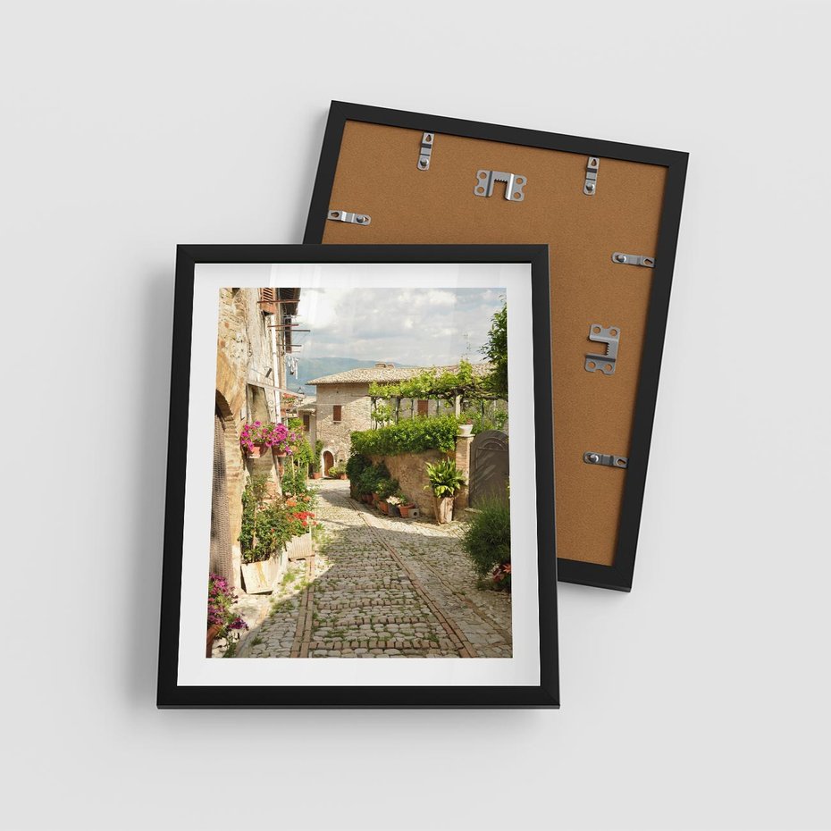 Plakat w ramie 40x50 - Włoskie Uliczki - włoska, uliczka - rama czarna
