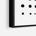 Obraz w ramie 70x100 - Refleksje Światła - minimalistyczna kompozycja, czarne kropkina białym tle - rama czarna