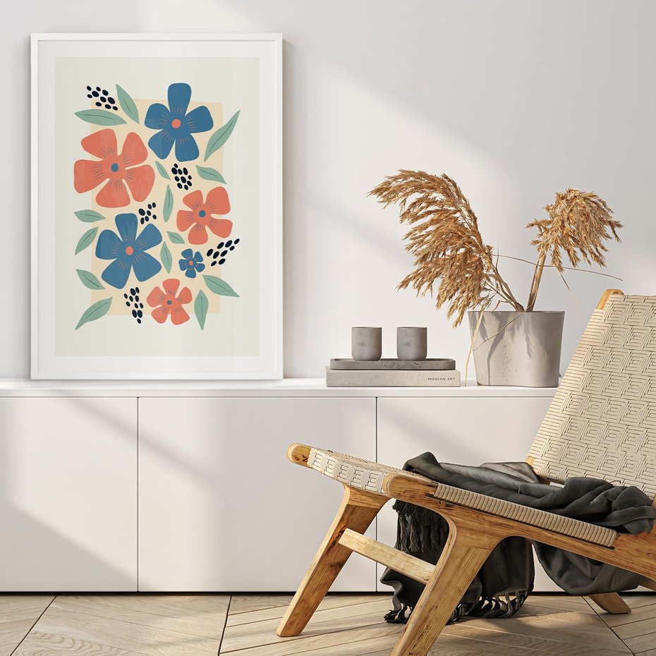 Plakat bez ramy 30x40 - Kolorowe liście tęsknot - minimalistyczny plakat, grafika