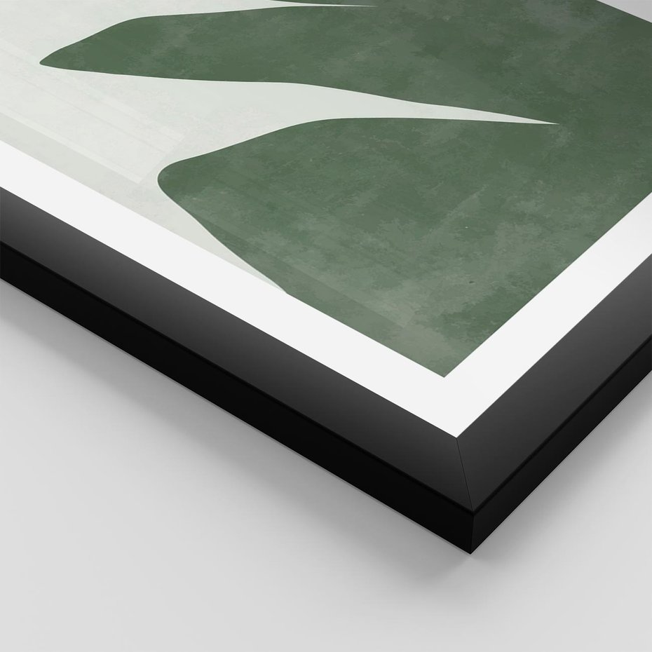Plakat w ramie 40x50 - Oaza Harmonii - abstrakcyjny kształt, zielony plakat - rama czarna