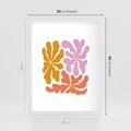 Plakat w ramie 30x40 - Rozbijające Refleksje - abstrakcyjne kolorowe kwiaty, minimlizm - rama biała