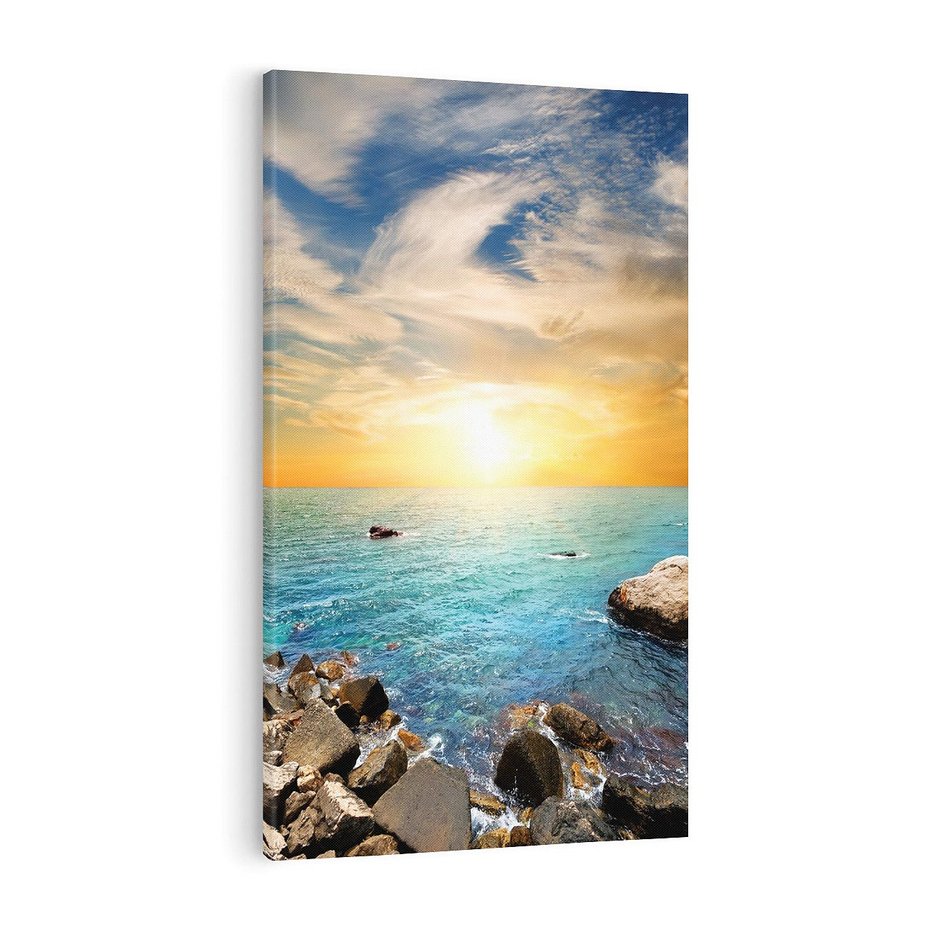 Obraz na płótnie 80x120 - Zachód słońca na plaży - plaża, zachód