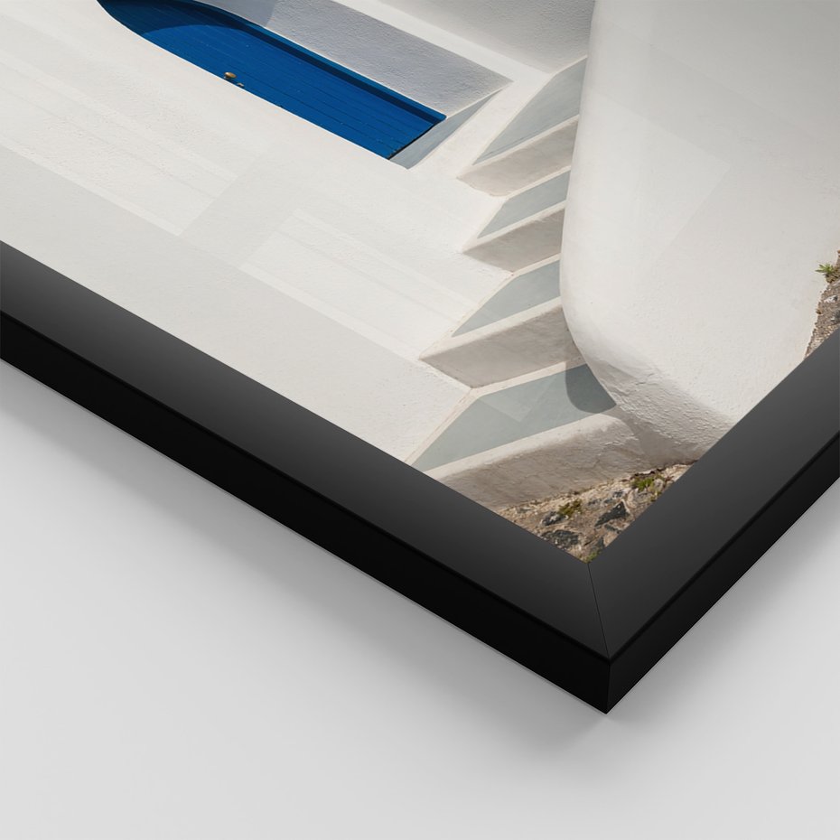 Zestaw obrazy w ramie 40x50 galeria - Santorini, morze, białe, domki - rama czarna