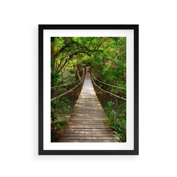 Plakat w ramie 50x70 - Przez Dżunglę - most, linowy - rama czarna