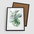 Plakat w ramie 50x70 - Liście i Życie: Akwarelowa Oaza - akwarelowy obrazek, pamy - rama czarna
