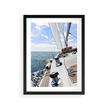 Plakat w ramie 50x70 - Moc żaglowca na pełnym morzu - żaglowiec, jacht - rama czarna
