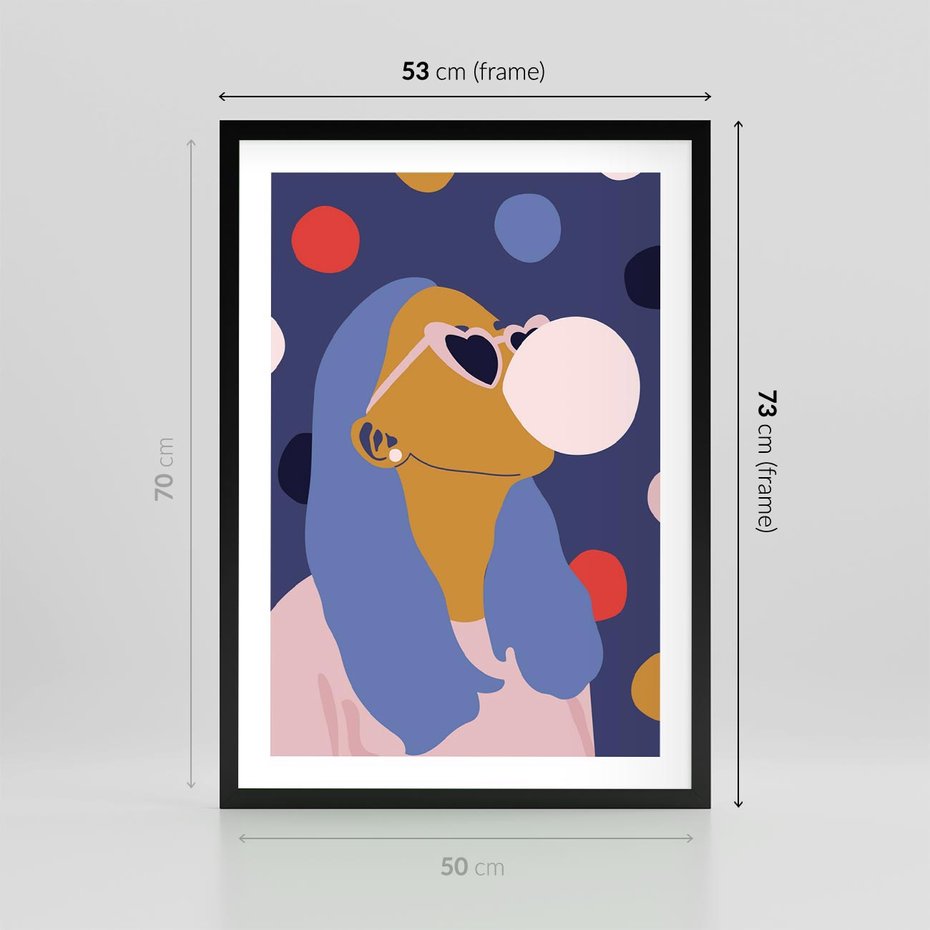 Plakat w ramie 50x70 - Odbicie Kobiety - nowoczesny plakat, styl retro - rama czarna