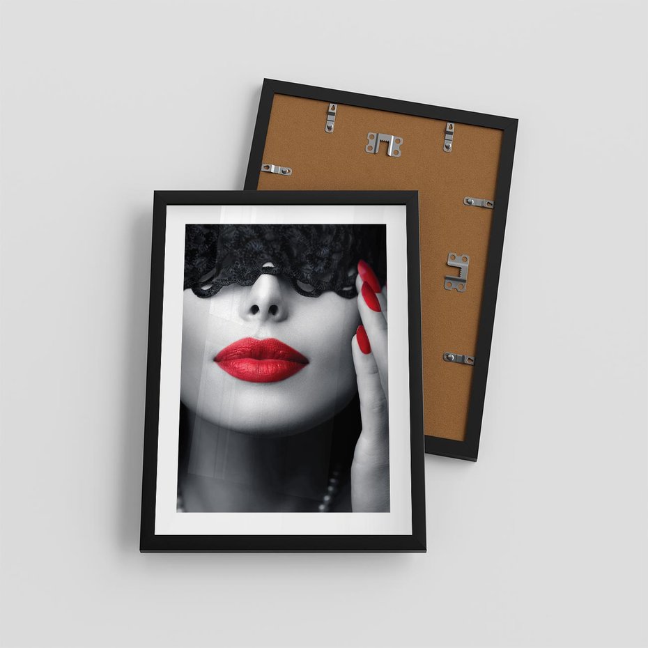 Plakat w ramie 30x40 - Piękno usta i szminka - usta, szminka - rama czarna