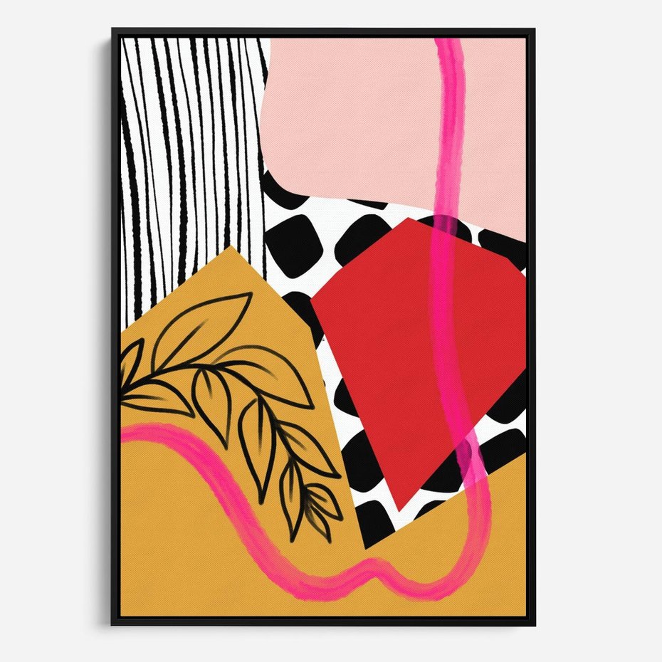 Obraz w ramie 70x100 - Wnętrza Form - abstrakcyjna kompozycja, różne tekstury - rama czarna