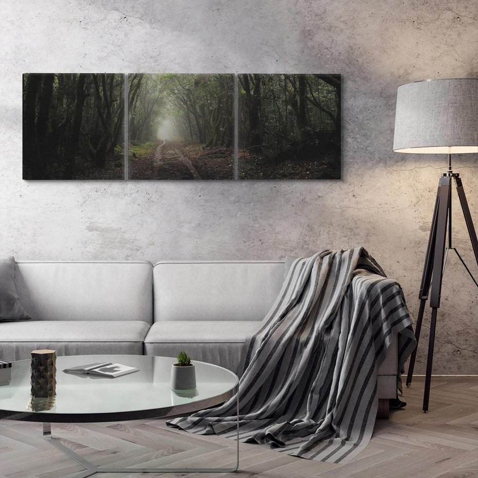 Obraz na płótnie 120x40 - Urok Drogi - las, droga