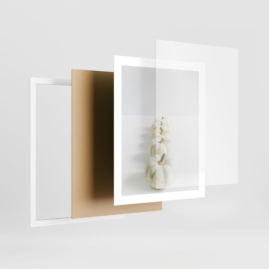 Plakat w ramie 40x50 - Białe Dynie - białe dynie, jesień - rama biała