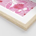 Plakat w ramie 50x70 - Roztańczone Kraby - różowe kwiaty i kraby, abstrakcyjna kompozycja - rama drewno