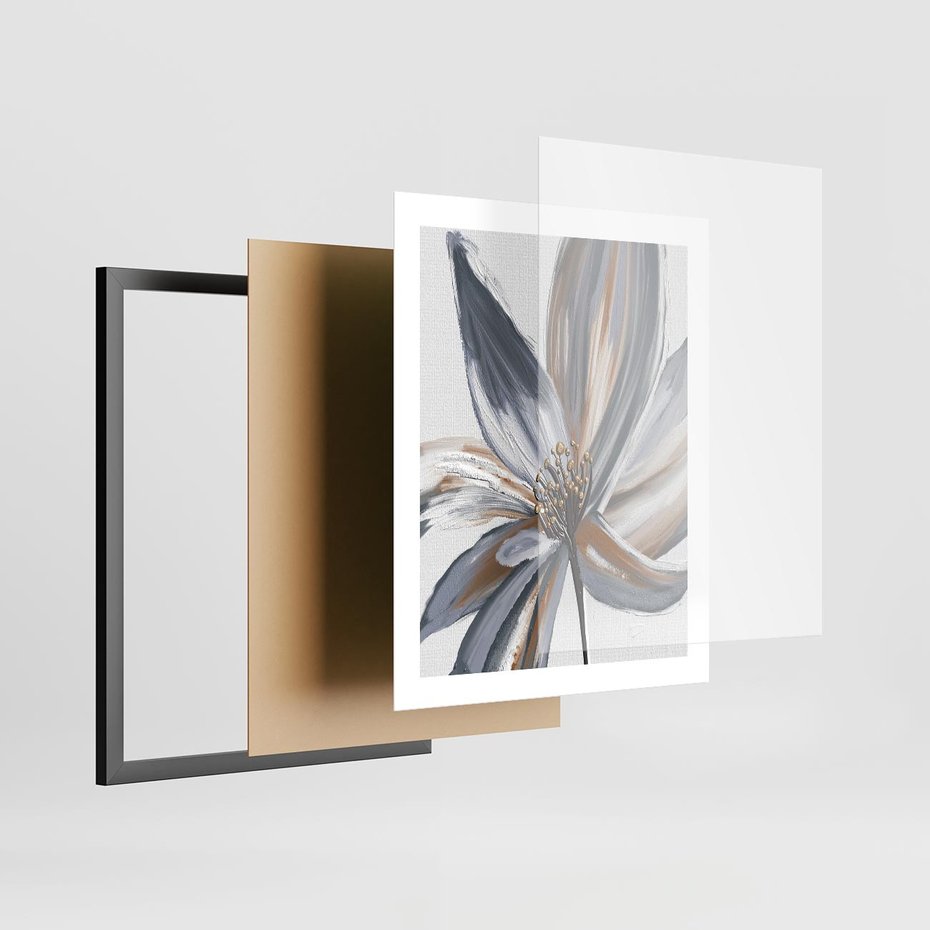 Plakat w ramie 40x50 - Olejne kwiaty - wyraz emocji - kwiaty, malowane - rama czarna