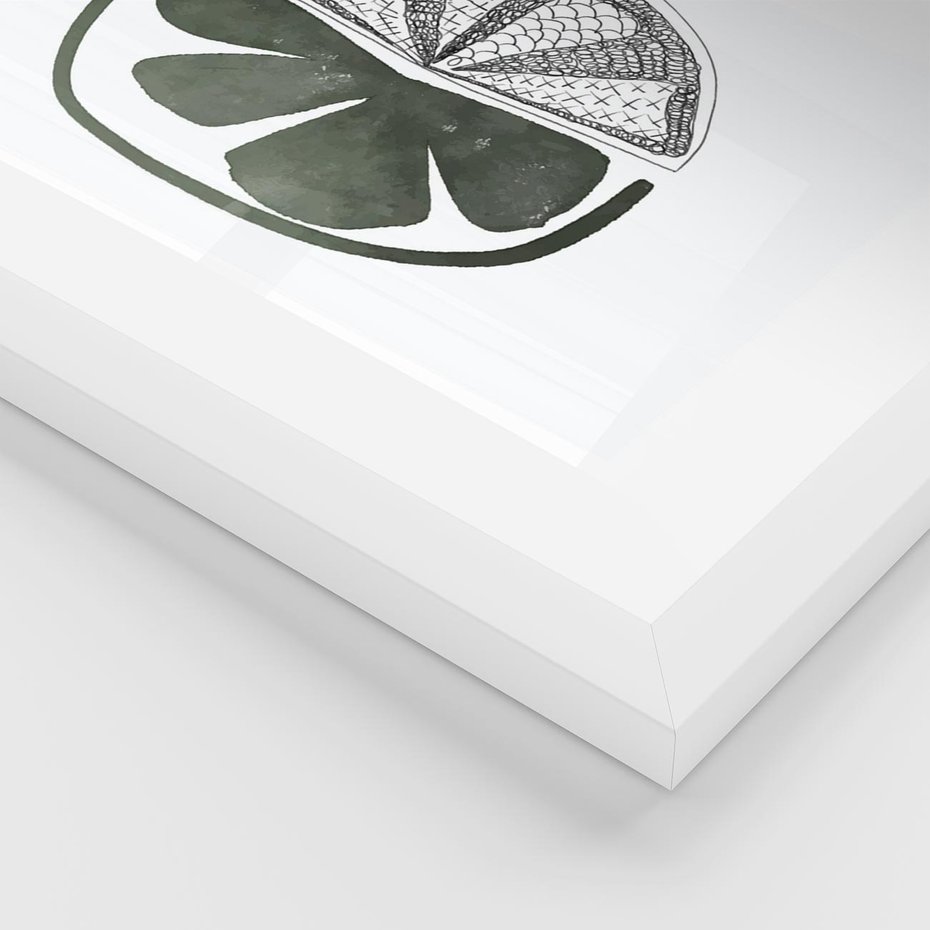 Plakat w ramie 50x70 - Cytrynowe Echo - minimalistyczny plakat, cytryna - rama biała