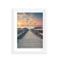 Plakat w ramie 30x40 - Sielanka nad brzegiem - plaża, pomost - rama biała