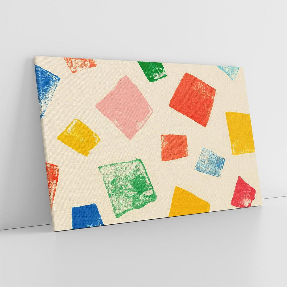 Obraz na płótnie 100x70 - Tęczowe Rytmy - kolorowe tęczowe kwadraty, wesoły kolaż