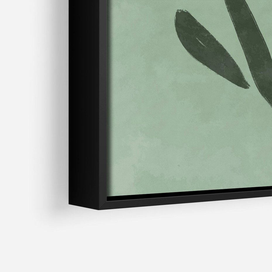 Obraz w ramie 70x100 - Objęcia Zieleni - zielona abstrakcja, zgaszona zieleń - rama czarna