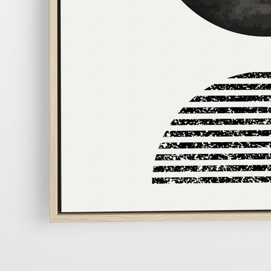 Obraz w ramie 50x70 - Tajemnicza Kompozycja - abstrakcyjne czarno białe formy, minimalizm - rama drewno