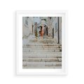 Plakat w ramie 40x50 - Schody we Włoskim Miasteczku - schody, śródziemnomorskie miasteczko - rama biała