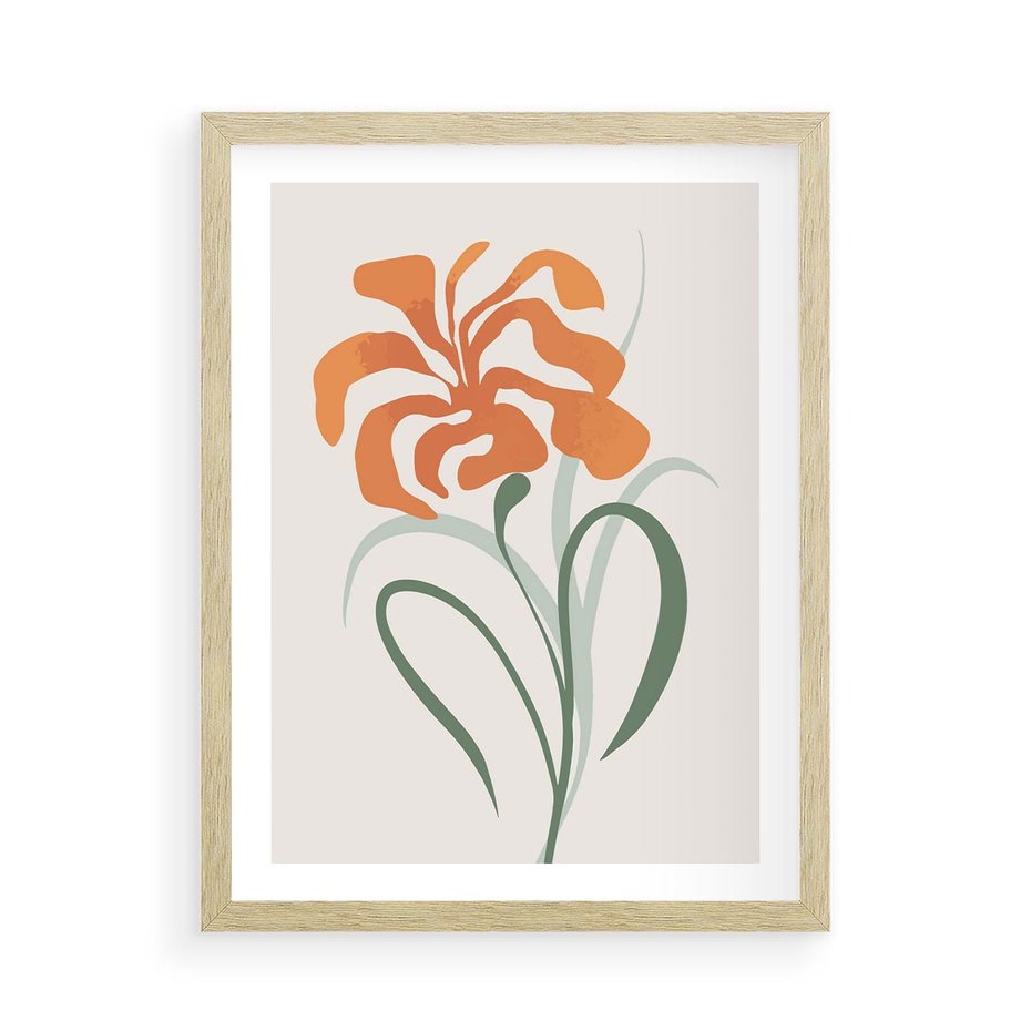 Plakat w ramie 50x70 - Kwiatowe Harmonie - kwiat, sztuka nowoczesna - rama drewno