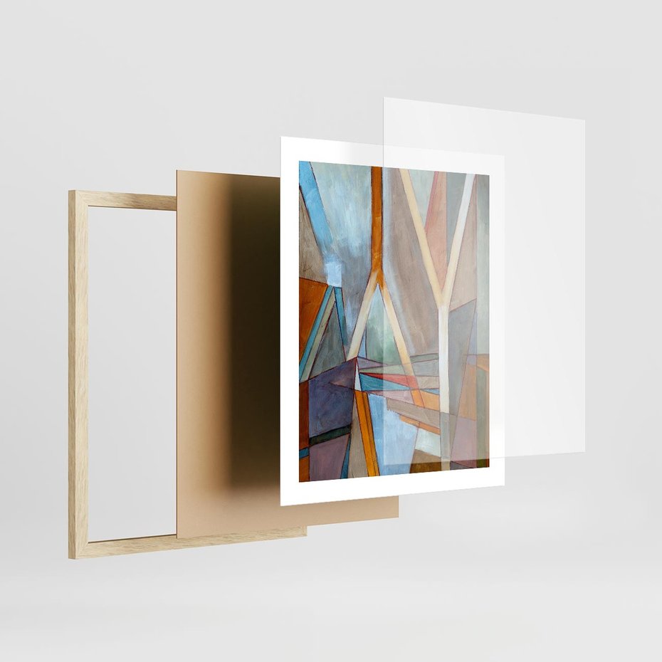 Plakat w ramie 40x50 - Geometria abstrakcji - abstrakcja, geometria - rama drewno