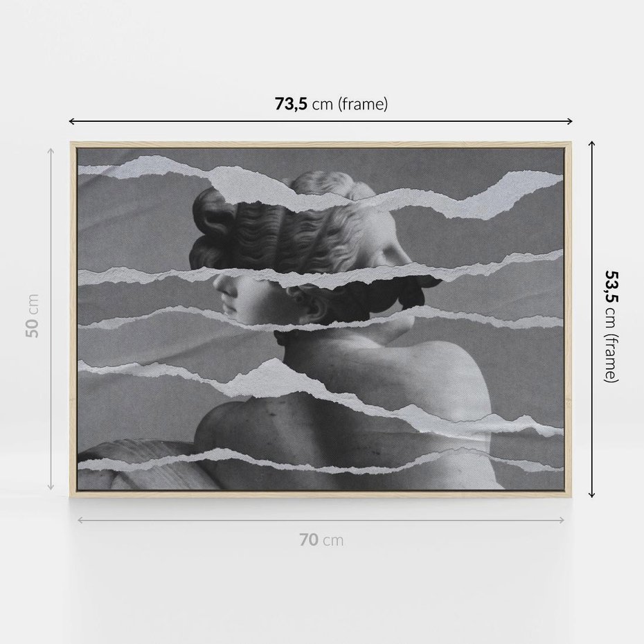 Obraz w ramie 70x50 - Kolaż z Antyczną Rzeźbą - antyczna rzeźba, kolaż ze zdjęć - rama drewno