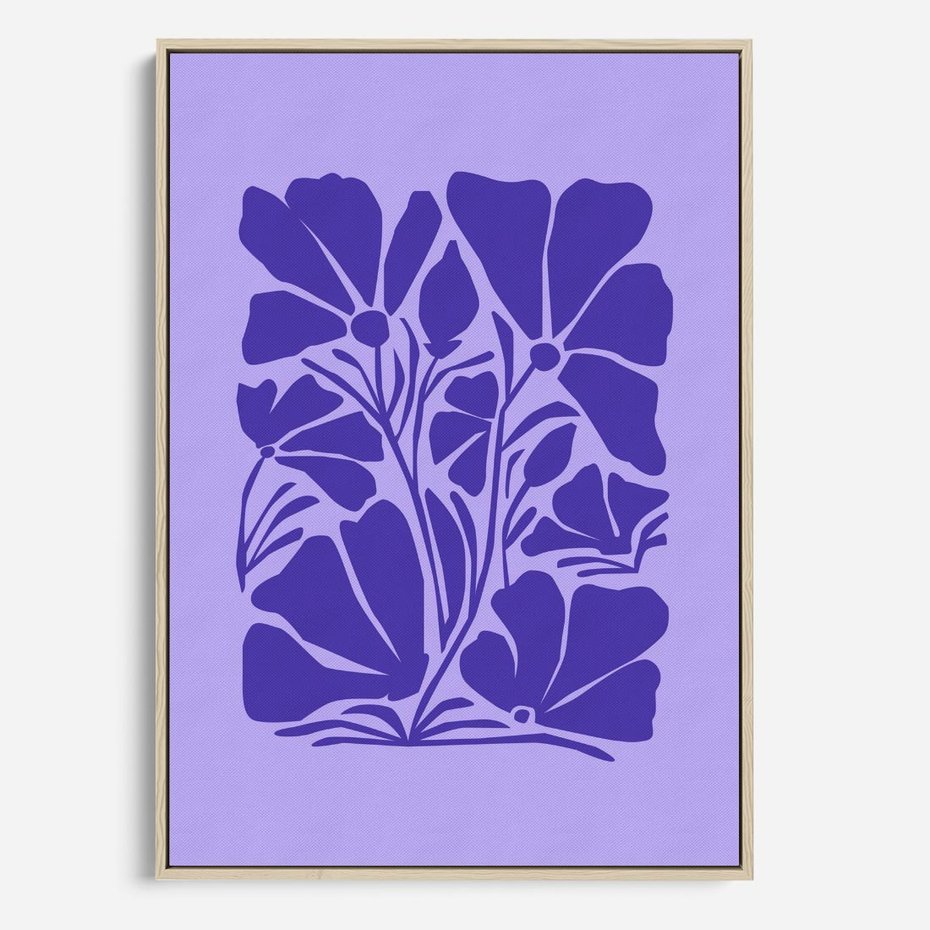 Obraz w ramie 80x120 - Migocące Boho Wibracje - kwiaty, energetyczne fioletowe tło - rama drewno