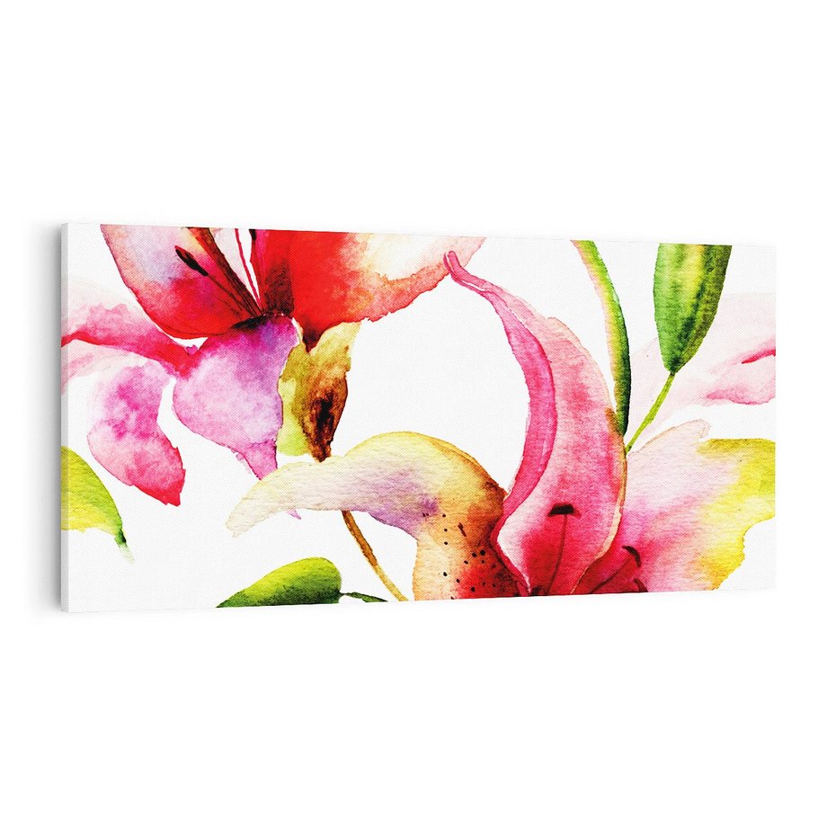 Obraz na płótnie 140x70 - Kwiaty w akwareli - delikatne piękno - kwiaty, akwarela